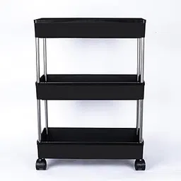 Horizonite Plastic Space-Saving Storage Rack with Wheels | Multi-Layer Organizer Shelf for Kitchen, Bathroom, Office & Bedroom | Space Saver Compact Storage Rack-picture-31