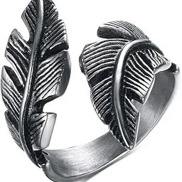 Antique Vintage Feather Stainless Steel Ring for Men and Boys, US Size 9, Durable, Hypoallergenic, Smooth Comfort Fit, Lightweight, Gift for Special Occasions-image-17