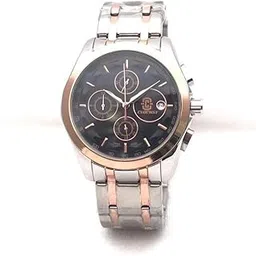 Two-Tone Chronograph Watch, Stainless Steel Band, Black Dial with Rose Gold Accents, Date Display-picture-38