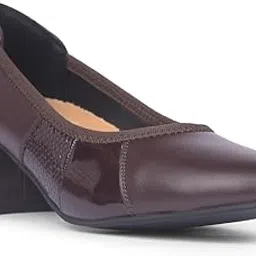 bata Womens Pointed Toe Block Heel Pumps for Office, Party and Formal Occasions Dark Brown, 3 UK-picture-19