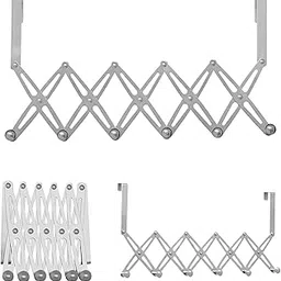 LUCKYMORDEN Expandable Stainless Steel Over The Door Hanger | Home Essential Space Saving Strong Cloth Hook Hanger | Behind Door Dress, Cloth, Bags Organizers Without Drilling Door-Extendable Hook, 1 image 1