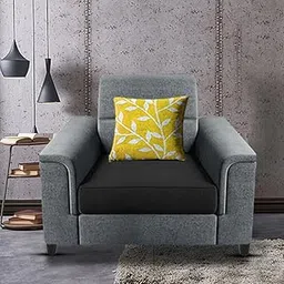 Casaliving Nancy Single Seater Sofa Set for Living Room | Color - Black Grey-image-1