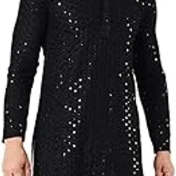 sqs Men's Slim Fit Full Sleeve Cotton Sequence Long Kurta for Men-picture-18