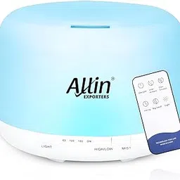 Allin Exporters 500ml Aromatherapy Diffuser with 7 Color Changing LED Lights 4 in 1 Ultrasonic Humidifier Essential Oil Cool Mist Aroma Timer for Home Baby Bedroom Office (1Pc, Multicolour)-picture-31