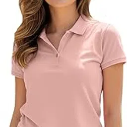 juneberry Pure Cotton Regular Fit Plain Solid Classic Polo Collar Half Sleeve T-Shirt for Women (Colors: Olive, Maroon, Navy, Black, Green & Orange)-picture-16
