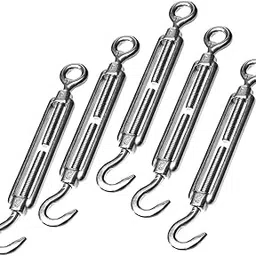 WeighTAJ Stainless Steel SS304 Grade - Eye to hook Turnbuckle - Wire Rope Turnbuckle Straining Screw/Open Body Rigging/Wire Rope Tension - Rust Proof, Corrosion Resistant (M6/6mm, 5pc)-image-0