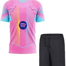 Barcelona New Pink Half Sleeve Jersey with Shorts (Kids,Men,Boys)-picture-19