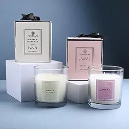 FlowerAura Decorative Elegant Set of 2 Jar Wax Fragrant Candles for Valentine's Day Gift, Birthday Gift, Anniversary Gift, Candle Night Dinner & Memorable Occasions (Same Day Delivery)-picture-28