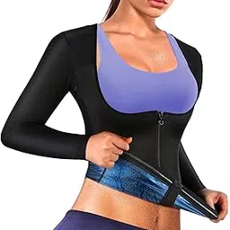Sauna Suit Shirt for Women Weight Loss Sweat Jacket Long Sleeve Sweat Vest Fitness Shaper Zipper Workout Top-picture-25
