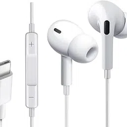 GZTouch Shot'-C PRO Type C Wired Earphone with Powerful HD Mic for Clear Sound, in-Line Volume Controller & Noise Cancellation Compatible with All Android & iOS Devices with CType Jack(White) image 1