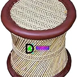 Priyansh Mudda House Handmade Sarkanda Wooden Muddi/Stool (Wood, Brown) image 1