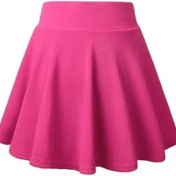 Manvi Fashion Hub Girl's/Women's Classic Stretchy All Time Trendy Skater Skirt with Attached Inner Shorts and Flared Inskirt Design 31.2 Pink 30-picture-28