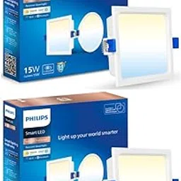 PHILIPS Plastic 15W Square Wi-Fi Smart Led Ceiling Light for Home with Music Sync Function|Amazon Alexa & Google Assistant Compatible|Cut Out: 6 Inch|Tunable White,Pack of 2 (Wiz Prime Neo)-image-58