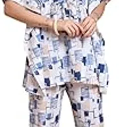 akiko Women's Geomatrical Printed Kaftan Night Suit-picture-48