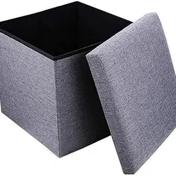 calldrishe Cube Shape Storage Chair Foot Rest Ottoman Bench Foldable Storage Bins Multipurpose Clothes, Books, and Toys Organizer with Cushion Seat Lid - (Pack of 1)-picture-49