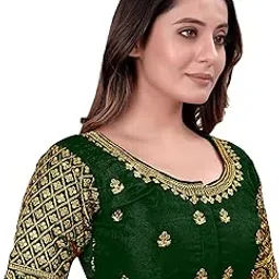 pujia mills Women's Art Silk Half Sleeve Embroidery Half Readymade Saree Blouse For Women Sequence Work Blouse-picture-38