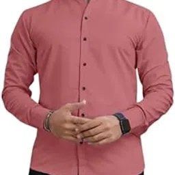 Men’s Solid Cotton Casual Shirt – Mandarin Collar-Mandriyan Rama H1-P7-picture-43