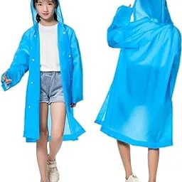 Raincoats for Kids, Reusable Waterproof Rain Ponchos with Hood & Sleeves – Lightweight Rain Jacket for Boys & Girls – Teen & Children’s Travel Raincoat for School, Camping, Outdoor Use 18-29Kg image 1