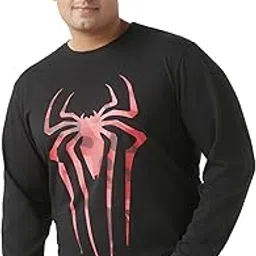 bewakoof Plus Official Marvel Merchandise Spider-Man Men's Graphic Print Regular Fit Full Sleeve Round Neck Cotton Plus Size T-Shirt-picture-14