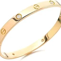 Classic Stainless Steel Toned Love Band Bracelet | Anti-Tarnish, Cubic Zirconia Studded Bangle Kada | Aesthetic Valentine's Gift for Girlfriend-picture-47