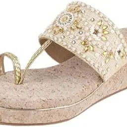metro Women Embellished Faux Leather Ethnic Wedge Heels Sandal-picture-30