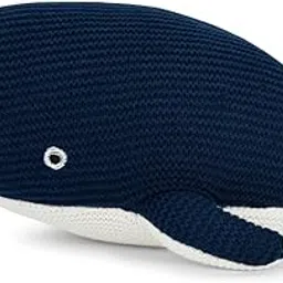 haus & kinder Knitted Fish Toy – Soft Toy Gift for Boys & Girls, Toddler & Newborn, Navy-Natural, 10x25 CM,1Pc image 1