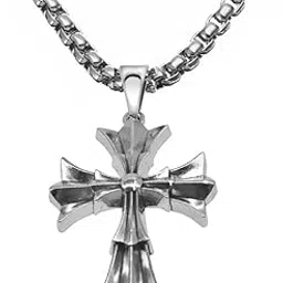 m men style Vintage Style Jesus Crucifixion Christain Christ Cross Silver Stainless Steel Pendant Necklace Chain-picture-13