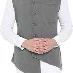 hypernation Men's Cotton Waistcoat(Grey;)-picture-26