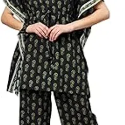 winered Woman Floral Print Kaftan Night-Suit Set with Scrunchie-picture-50