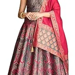 purvaja Women's Kanjiwaram Semi-Stitched Lehenga choli-picture-30