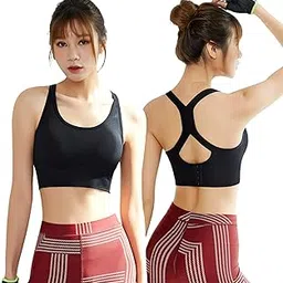 fabme Women's Nylon Blend Padded, Racer Back Sports Bra image 1