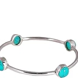 shyle 925 Sterling Silver Bangle/Bracelet, Essence Turquoise Bangles,Well Stamped with 925,Traditional Silver Jewellery, Handcrafted Silver Oxidized Bangle/Bracelet, Womens Accessory image 1
