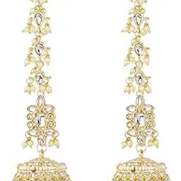 shining diva fashion Bahubali Pearl Ear Chain Traditional Stylish Fancy Jhumka Jhumki Earrings For Women & Girls (16087er)-picture-11