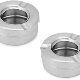 Stainless Steel Ash Tray for Home, Office, Cafes & Restaurants | Durable & Easy to Clean | Set of 2 (Silver)-image-87
