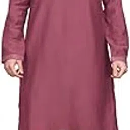 be active Men's Cotton Blend Kurta | Regular Fit Casual Mandarin Collar | Long-Length Maroon Off-White Full Sleeves | Indian Kurta M-picture-18