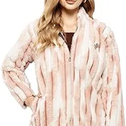Womens Winter Wear Beige Colour Solid Fur Jacket-image-61