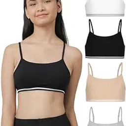 charm n cherish 4 Pack Pure Cotton Bralette for Girls, Non Padded Bras-Slip On Teenage Bras-Combo Pack-Solid Printed, 9-10 Years Multicolour-picture-34