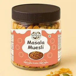 NISHRU Masala Muesli | Spicy & Savory Indian Breakfast Cereal | High-Fiber Healthy Snack with Oats, Nuts, Seeds & Whole Grains | Crunchy Wholesome Mix for Active Lifestyle | 100 gram-picture-34