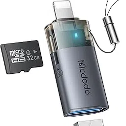 Mcdodo USB to Lightning Adapter with Micro SD Card Slot,TF Card Reader USB 3.0 OTG Adapter Support Camera Mouse Keyboard Connect U Disk,Fit iPhone 14 13 12 11 iPad Air Pro Mini-image-36