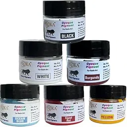 IRIKA Opaque Paste Pigment Resin Art Pigment Set - 6 Colors, 20g Each (BLACK, WHITE, BURGUNDY,YELLOW, SIGNAL RED, OCEAN BLUE)-picture-43