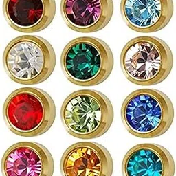 caflon Surgical Steel 4mm Ear Piercing Studs, 12 Pair Mixed Colors For Women-picture-53