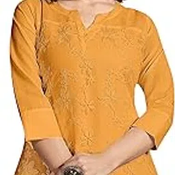 ejish Women's Embroidered Floral Tunic Top, Three-Quarter Sleeves-picture-55