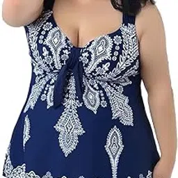 bnf Plus Size Women Skirt Swimsuit Monokini Padded Swimwear Beach Wear 4XL Blue-picture-25