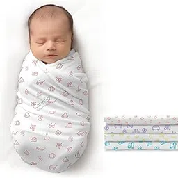 CARERIO 100% Mulmul Baby Swaddle Set, Pack of 4, Printed Breathable & Anti Allergic Swaddle Wrap for New Born Baby, Size-114cm x 92cm (446), 0-18 Month+ (06)-picture-24