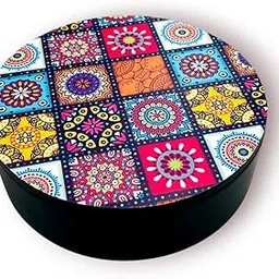 Decorative Wooden Jewellery Storage Box, Round Shape, Multipurpose, Dry Fruit Box, 12.3 X12.3 X 5cm AHS-DBR005 image 1