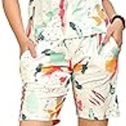 dadx Women's Printed Nightwear Set,Floral, Top and Shorts-picture-18