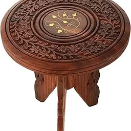 Bros Moon 9 inches Kid's Favourite Elegant Versatile Table Antique Classy Wooden Stool for Living and Bed Room Furniture/Out Door/Garden use/Gift/Festival-picture-15