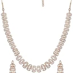 rubans Rose Gold Plated Zirconia Stone Studded Handcrafted Necklace Set.-picture-39