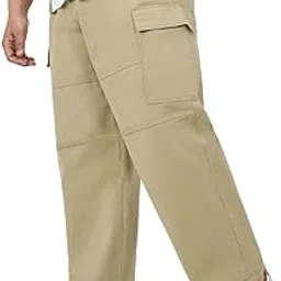 urbano plus Men's Loose Baggy Fit Solid Cargo Chino Trouser Pant with 6 Pockets Non-Stretchable-picture-44