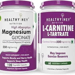 HealthyHey Nutrition Magnesium Glycinate 120 capsules & L-Carnitine & L-Tartrate 60 Capsules-picture-23